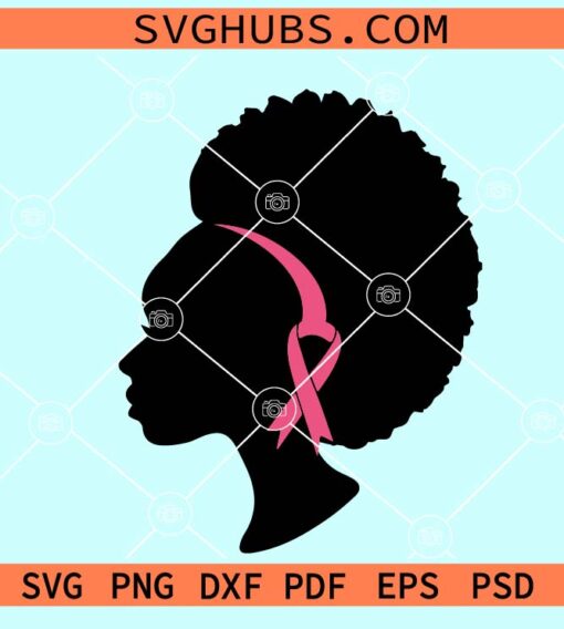 Woman head with a cancer ribbon svg
