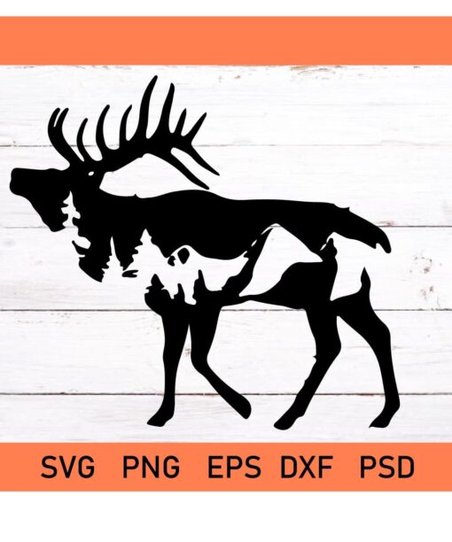 Elk and mountains svg