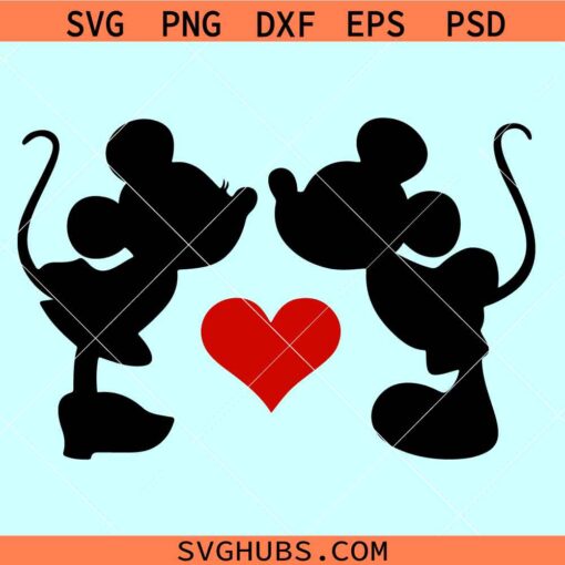 Mickey and Minnie kissing Svg, Disney valentine svg, Minnie Mickey Kiss SVG