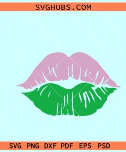 Pink and green lips SVG