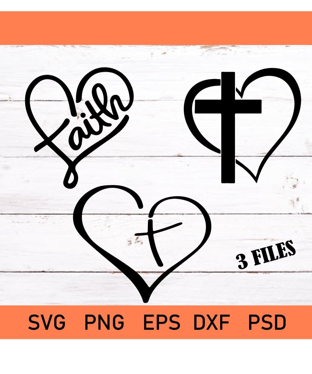 Heart Cross SVG, Hope svg, Faith svg, Love svg, Blessed SVG
