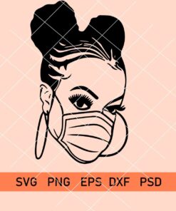 Black woman with mask svg