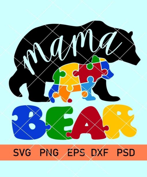 Mama bear autism svg