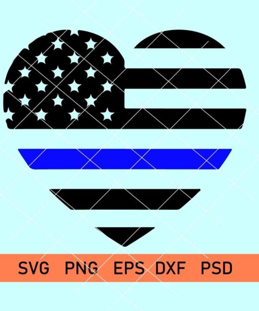 thin blue heart svg