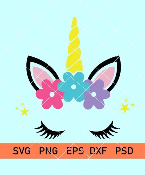 Unicorn with Flowers Svg