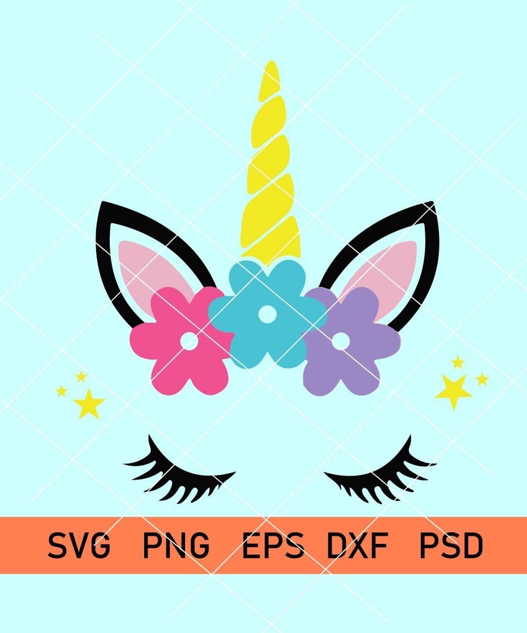 Unicorn Head SVG, Unicorn Face SVG, Unicorn Svg, Unicorn with Flowers
