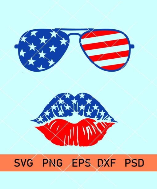 Merica Lips and sunglasses svg