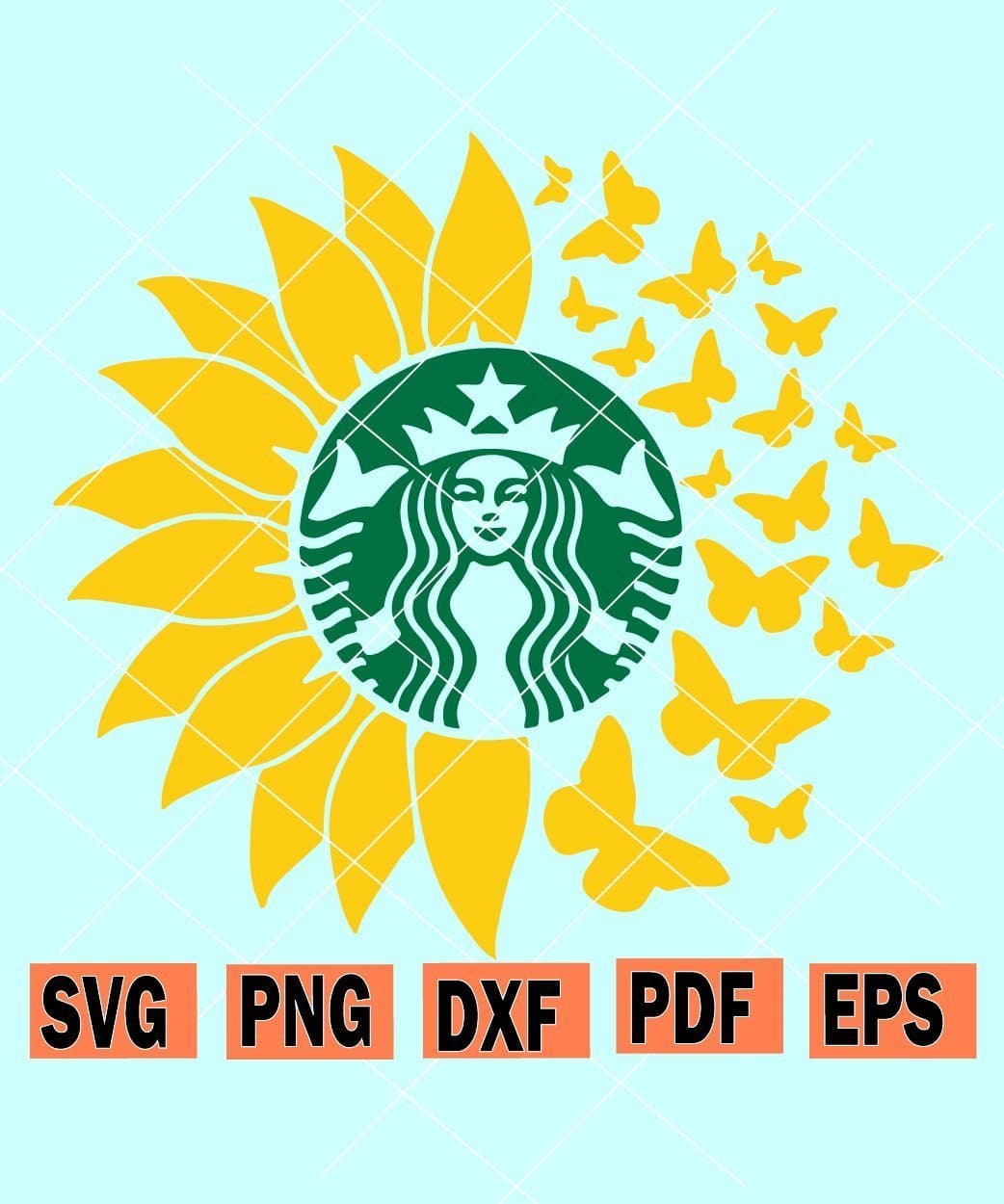 Starbucks sunflower butterfly svg, Starbucks butterfly svg, Starbucks