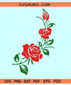 Rose with vine svg, Rose vine Flower SVG, Rose bush SVG, Rose flower svg