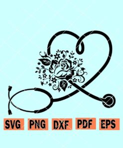 Floral Stethoscope SVG