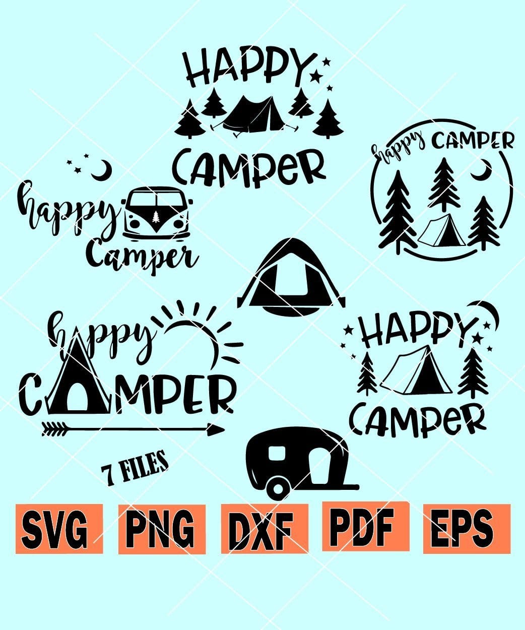 Happy camper svg bundle. 
