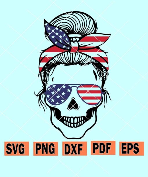 American Skull Mom Svg