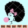 Afro woman with bubble gum svg