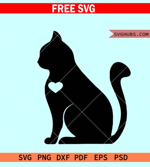 Cat with heart svg free