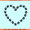 Paw print heart svg, Paw print love svg, dog lover svg, pet svg