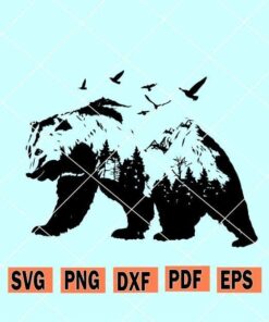 Bear and mountains svg