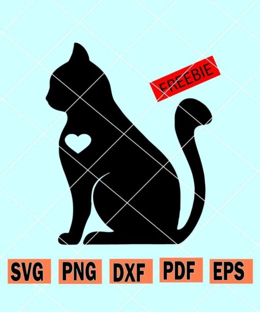 Cat with heart svg free