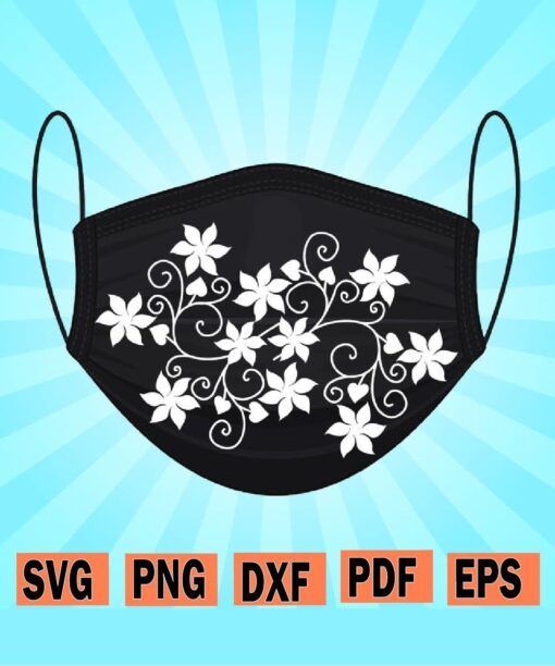 Floral face mask svg