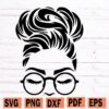 Messy bun with glasses svg