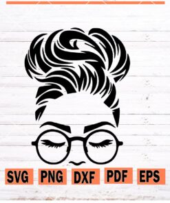 Messy bun with glasses svg