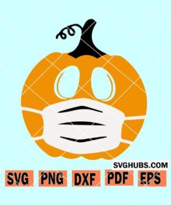 Halloween Pumpkin wearing face mask SVG