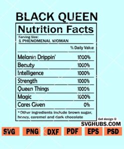 Black queen nutrition facts SVG