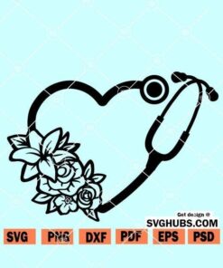 Floral stethoscope svg