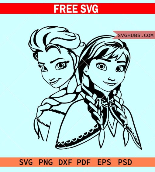 Frozen Princess Anna and Elsa SVG free
