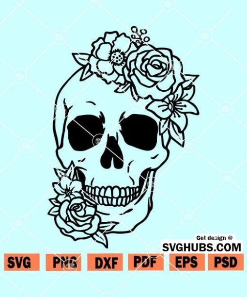 Floral sugar skull svg