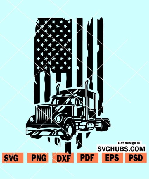 USA Flag Truck SVG