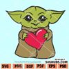 Baby Yoda with a heart SVG