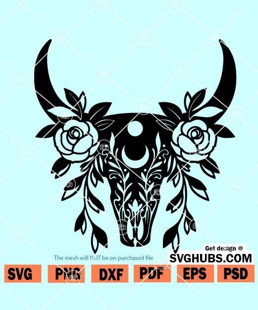 Download Cow Skull Svg Bull Skull Svg Floral Cow Skull Svg Floral Skull Svg Svg Hubs