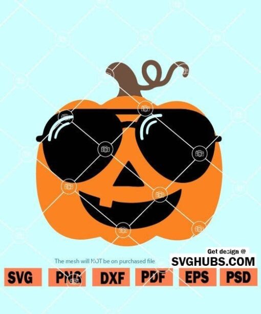 Pumpkin with sunglasses SVG