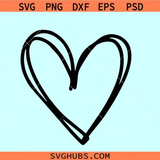 Doodle Heart SVG, Drawn Heart SVG, Valentine's Day svg, Valentine's Day Shirt SVG