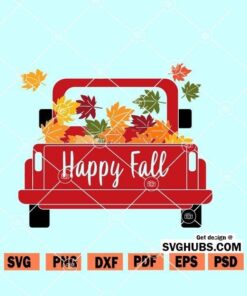 Fall truck with leaves SVG