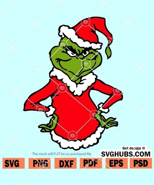 Grinch with Santa hat SVG