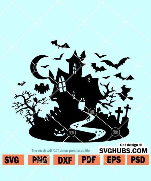 Halloween Haunted House Svg