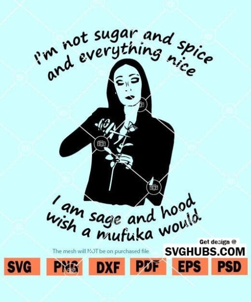I am not sugar and spice and everything nice I am sage and hood I wish a mufuka would SVG, Adams Family Sage sarcastic SVG
