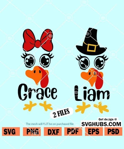 Boy And Girl Turkey Svg Funny Turkey Svg Turkey Face Svg Baby Turkey Monogram Svg Svg Hubs