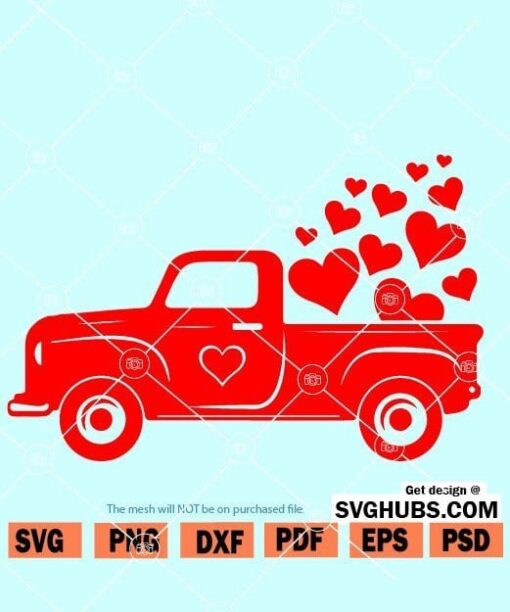 Valentines Red Truck SVG