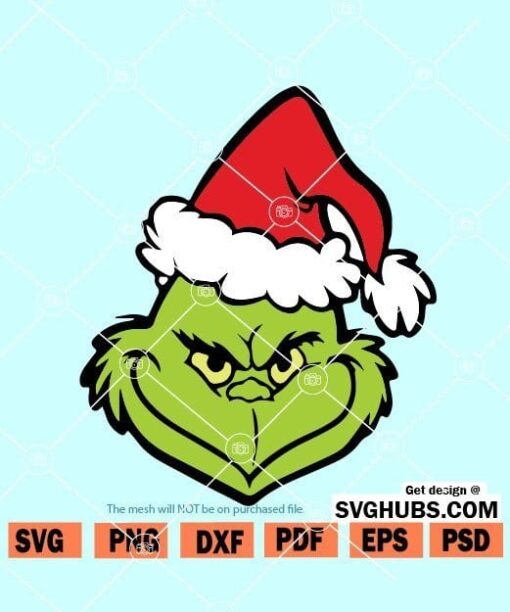 Grinch with Santa hat SVG