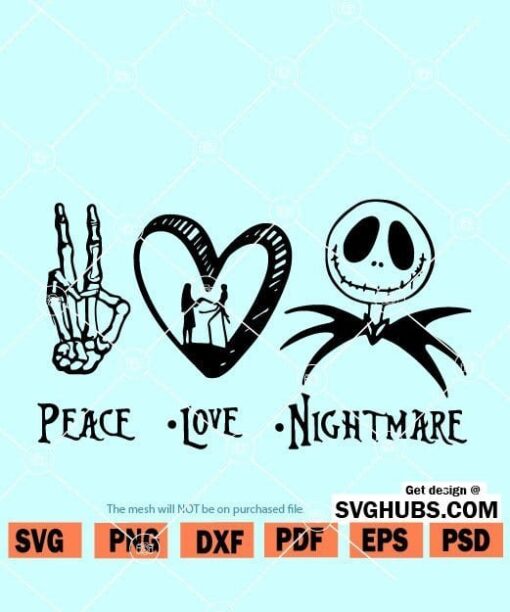 Peace love nightmare SVG