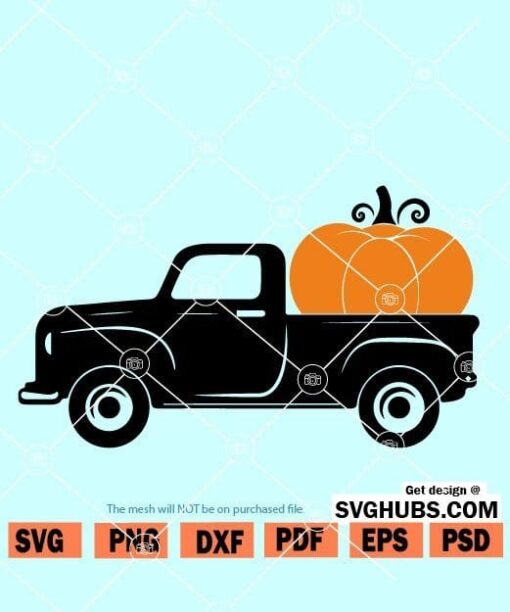 truck with pumpkin SVG