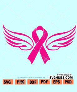 Cancer Ribbon angel Wings svg