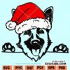 German shepherd with Santa hat SVG