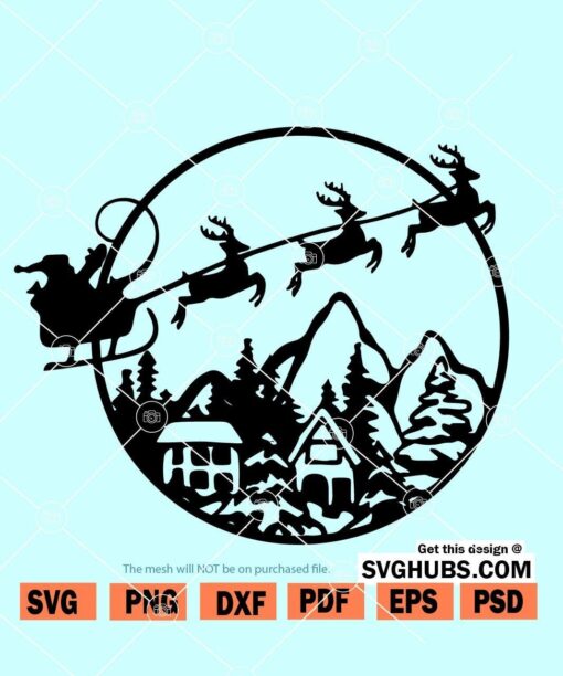 Christmas scene with Santa SVG