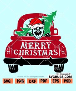 Truck with dog and Christmas tree SVG