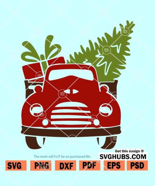 Christmas truck front SVG, Christmas truck with tree SVG, Christmas