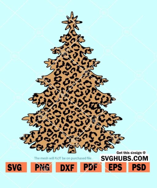 Leopard print Christmas tree SVG