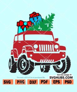 Jeep with Christmas Tree SVG